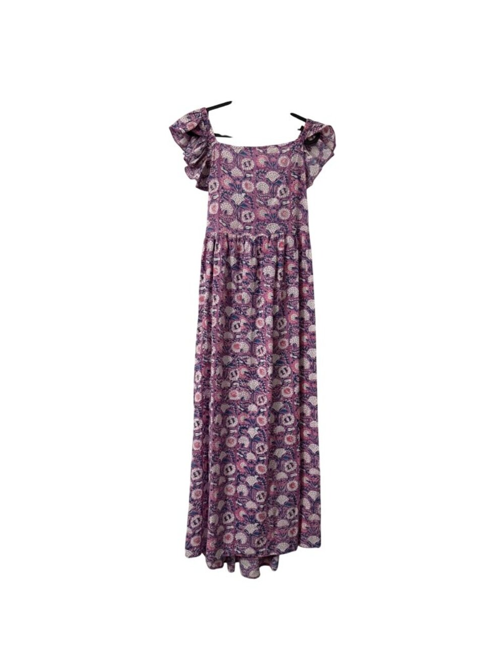SLV Sur La Vague Purple Floral Back Tie Maxi Dress Womens Size Small